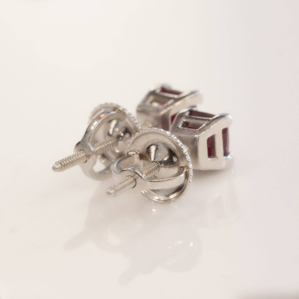 1ct Ruby Stud Earrings 14ct White Gold