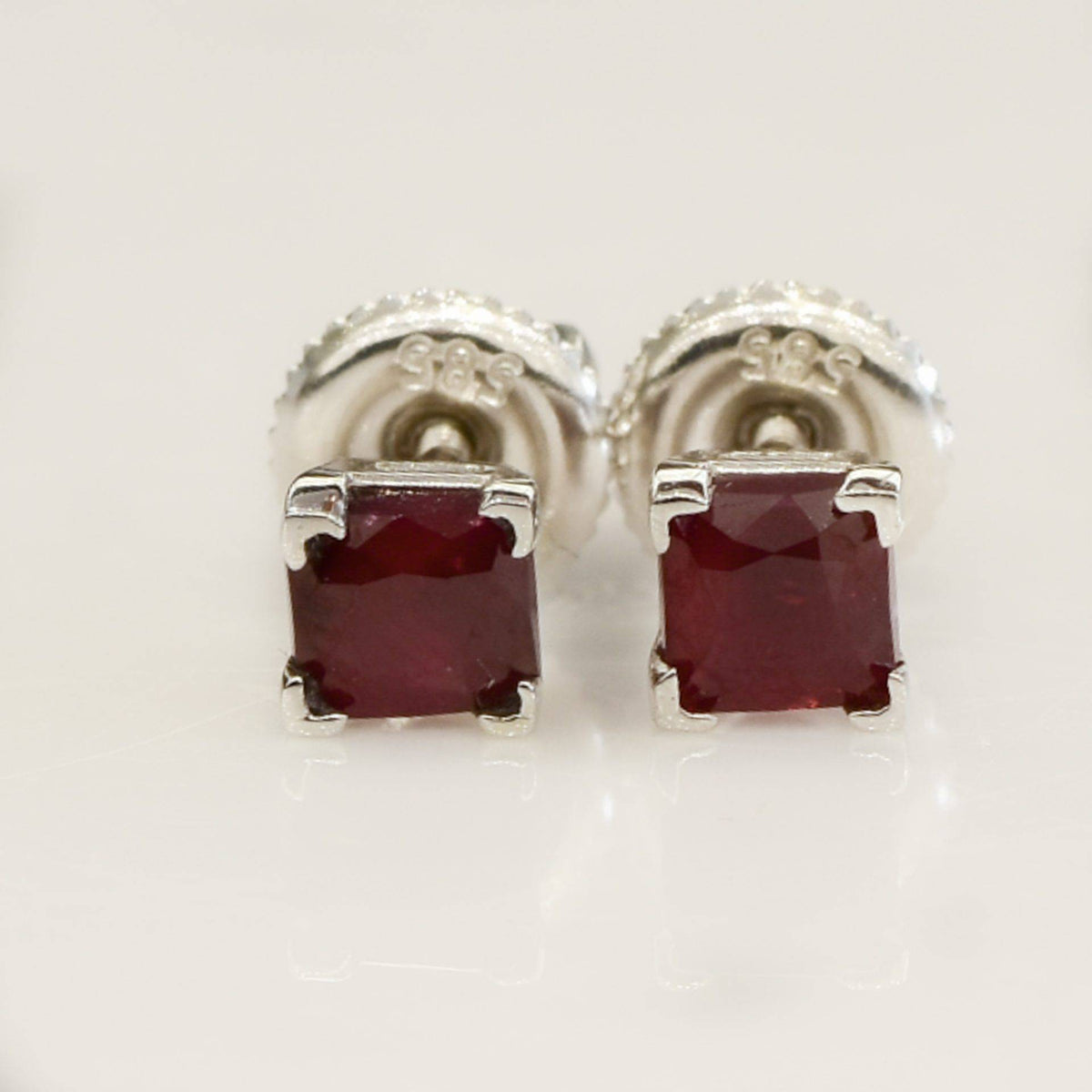 1ct Ruby Stud Earrings 14ct White Gold