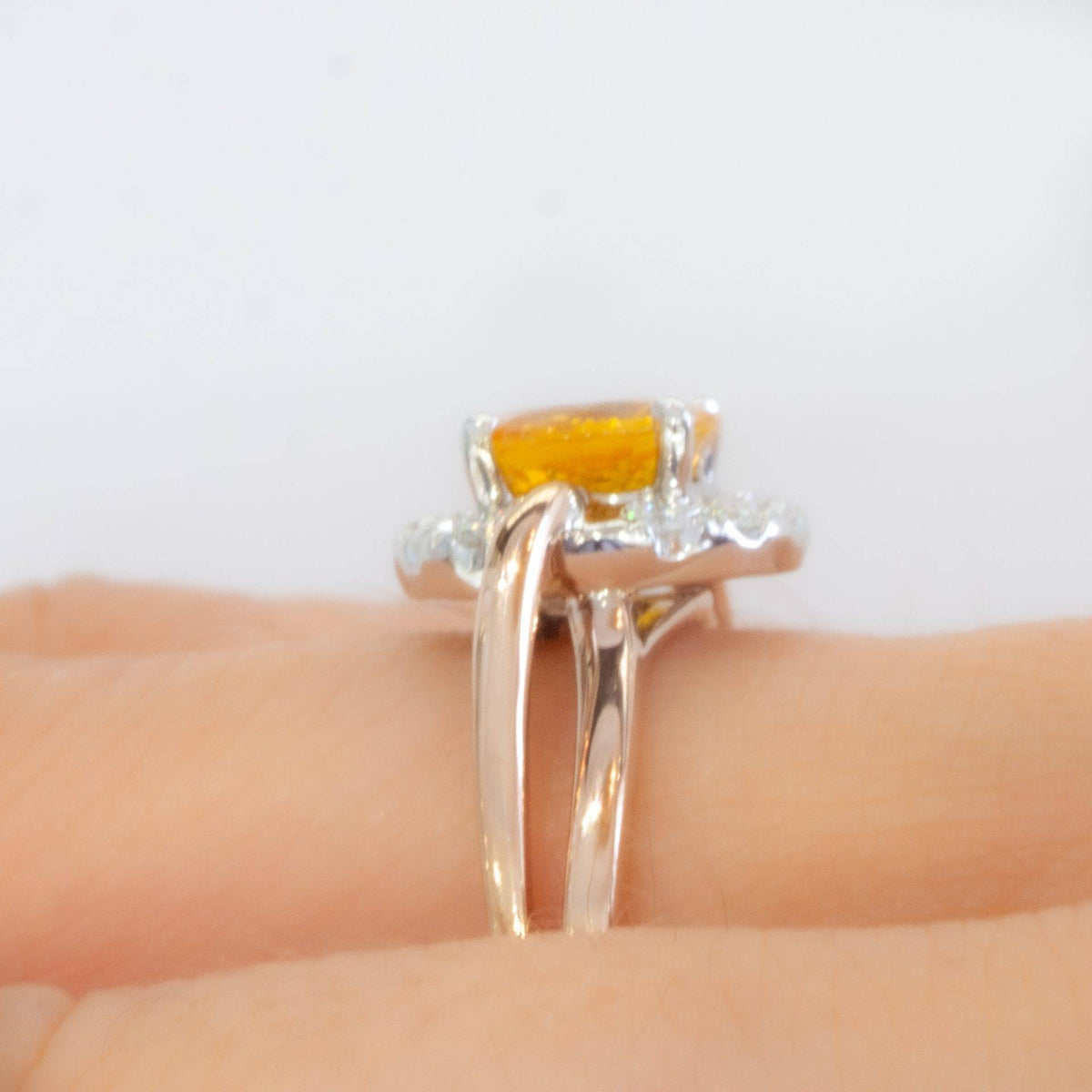 Golden Yellow Sapphire Dimond Halo Ring 18ct Gold