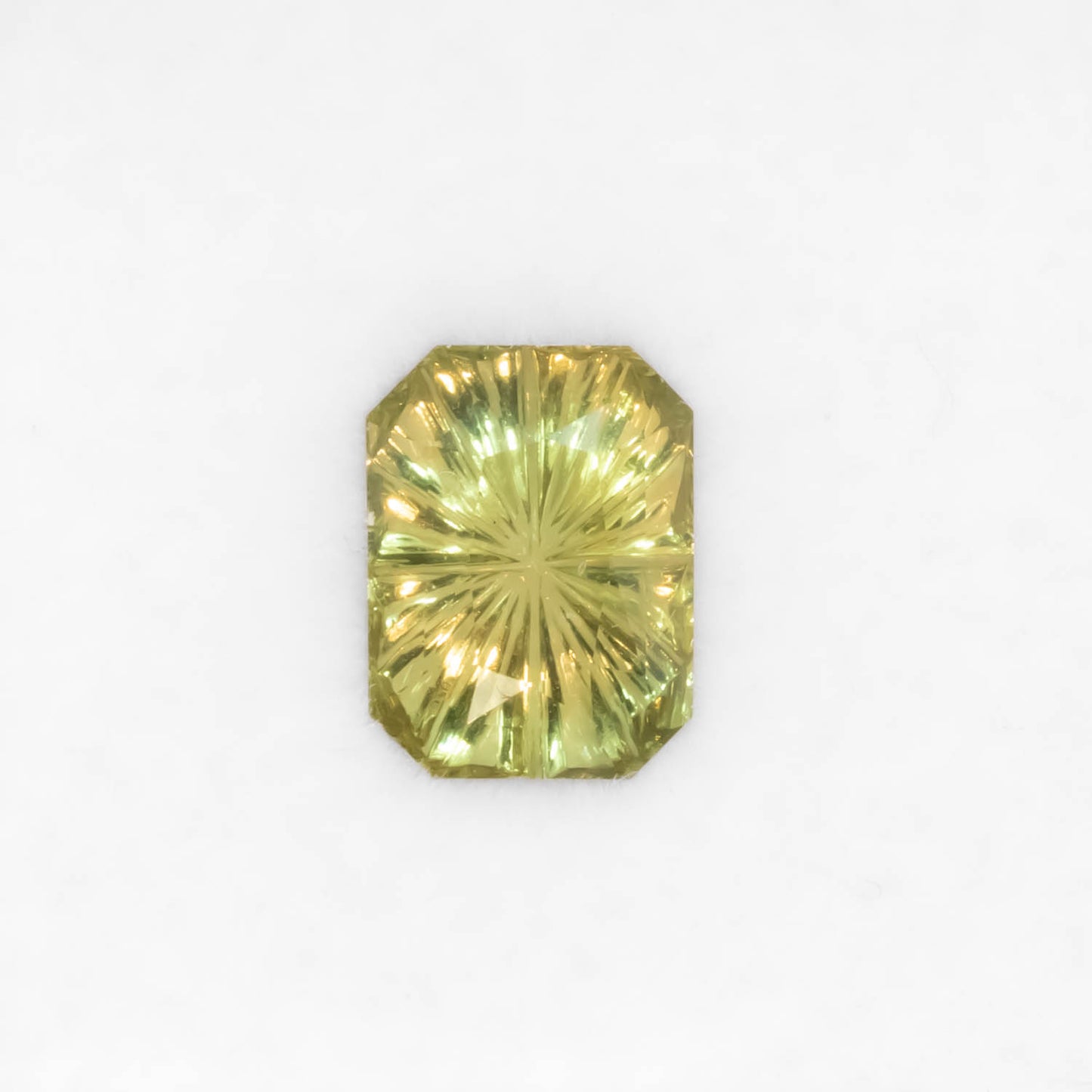 front view of 1.59CT Natural Unheated Green Sapphire – Octagon Fancy Star Cut