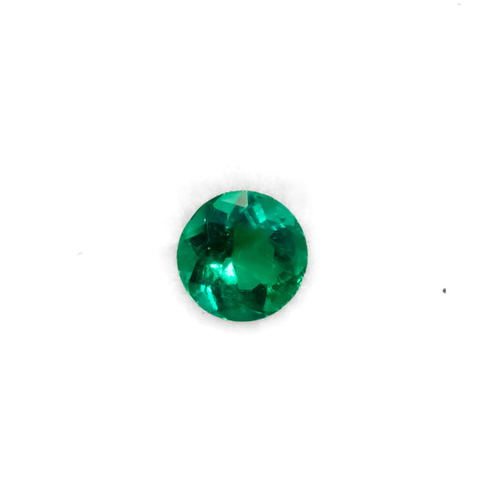 front view of 0.40CT Natural Colombian Emerald – Round Vivid Green Gemstone