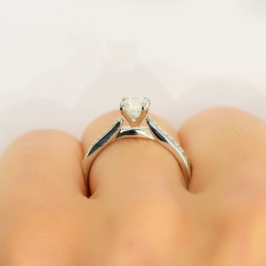 0.65ct Diamond Solitaire Engagement Ring with Accents in 18K White Gold