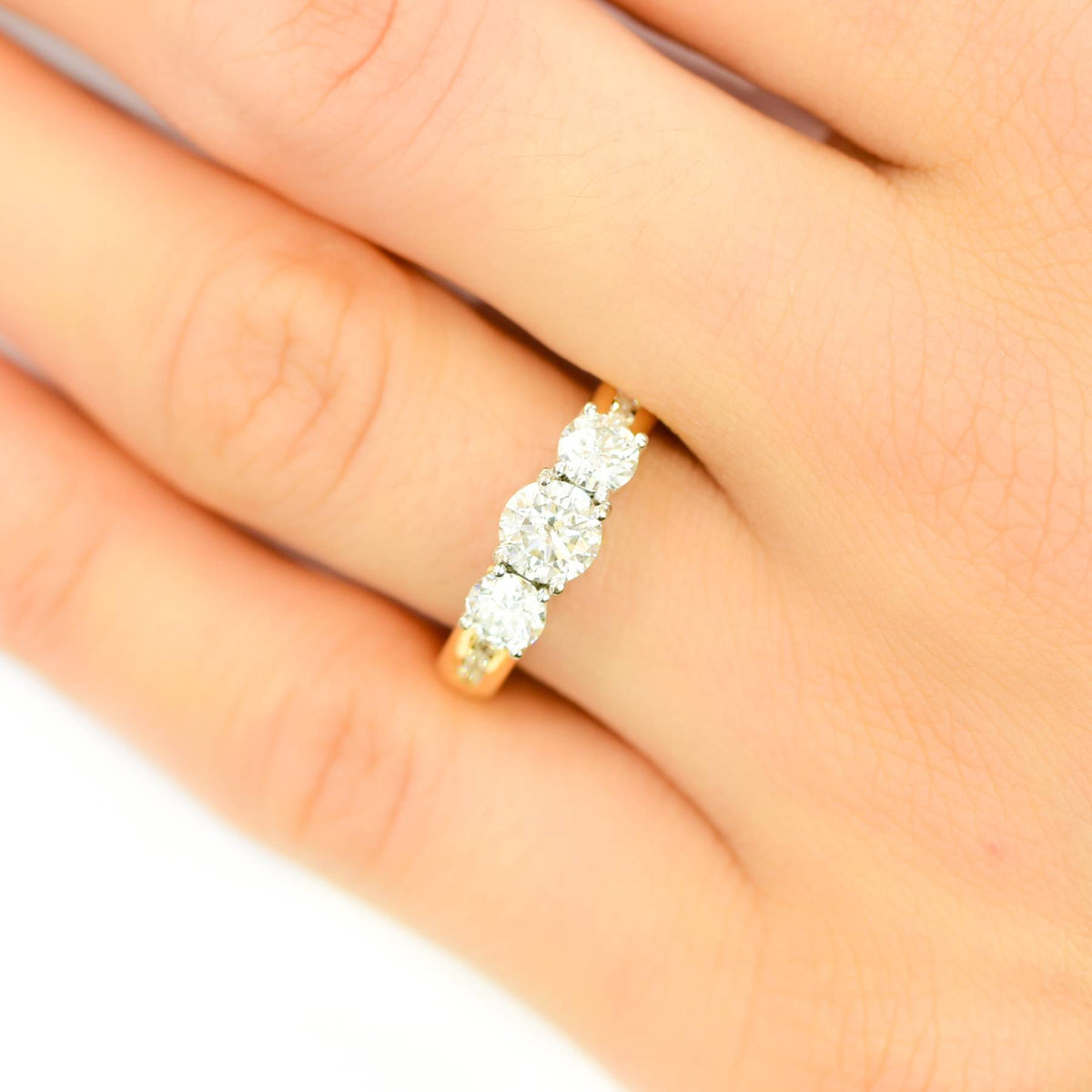 2.0ct Diamond 3 Stone Ring and Half Eternity band Set in 18K