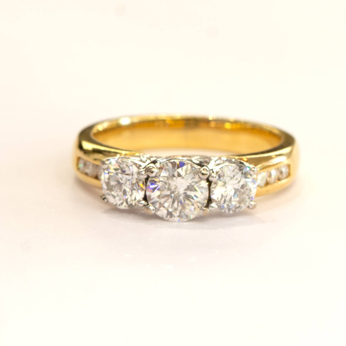 2.0ct Diamond 3 Stone Ring and Half Eternity band Set in 18K