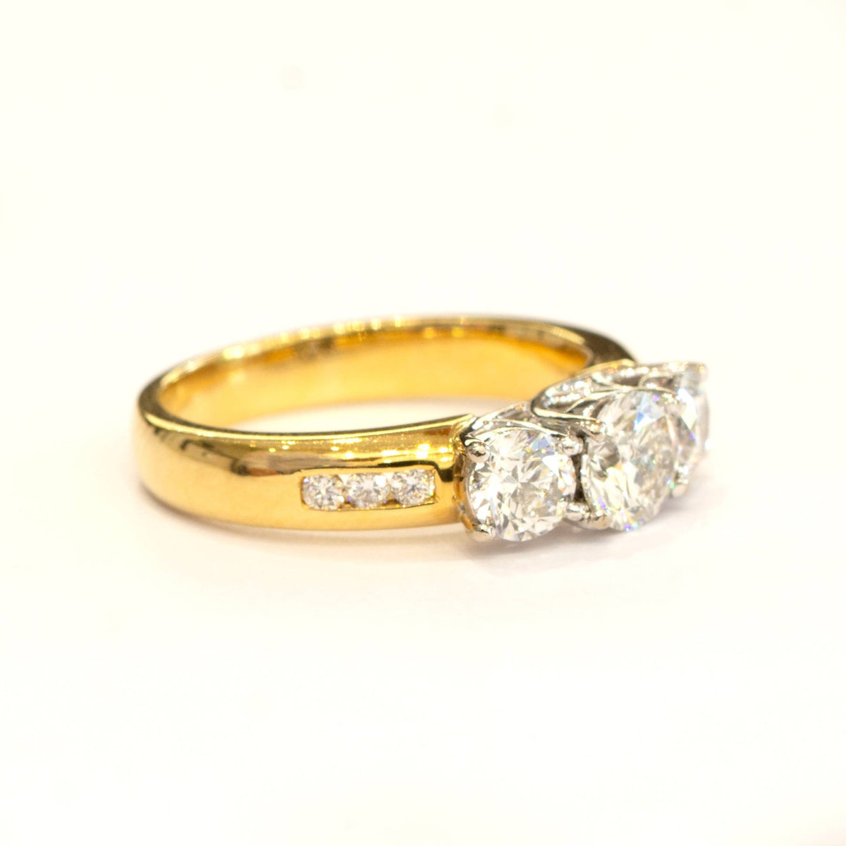 2.0ct Diamond 3 Stone Ring and Half Eternity band Set in 18K