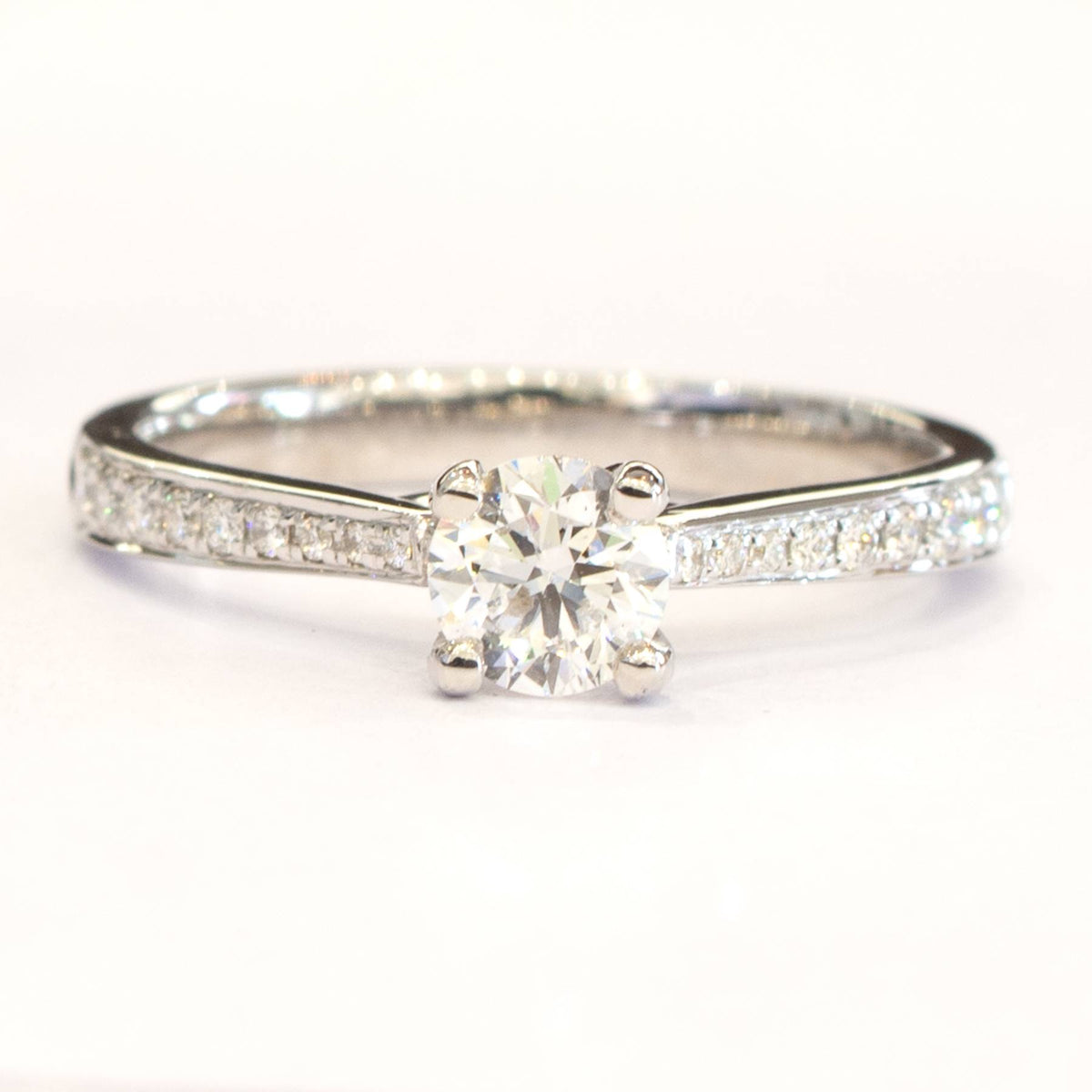 0.65ct Diamond Solitaire Engagement Ring with Accents in 18K White Gold