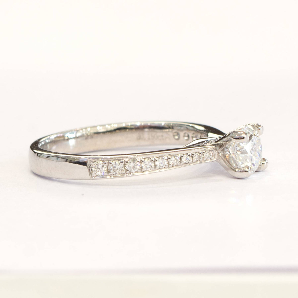 0.65ct Diamond Solitaire Engagement Ring with Accents in 18K White Gold