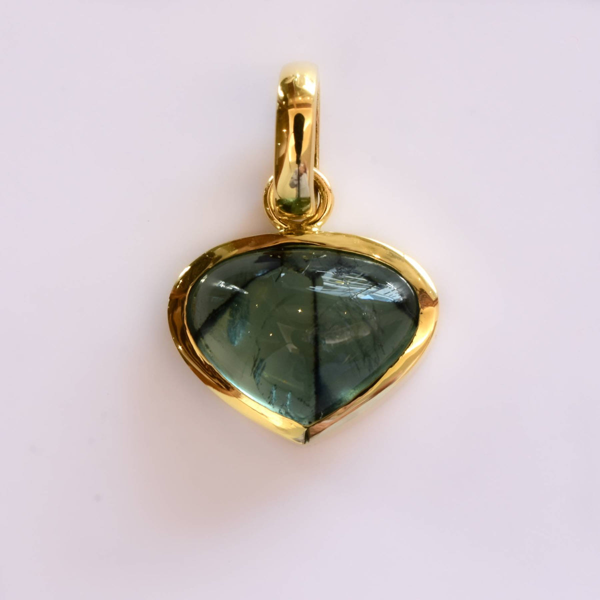 Natural Colombian Emerald Trapiche Pendant in 18K Yellow Gold
