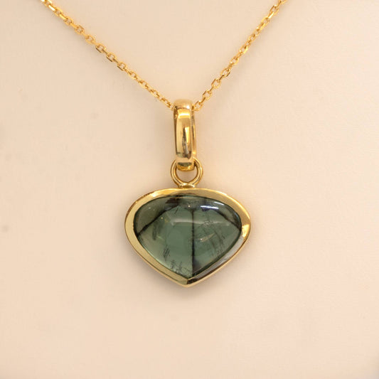5.28ct Natural Colombian Emerald Trapiche Pendant in 18K Yellow Gold