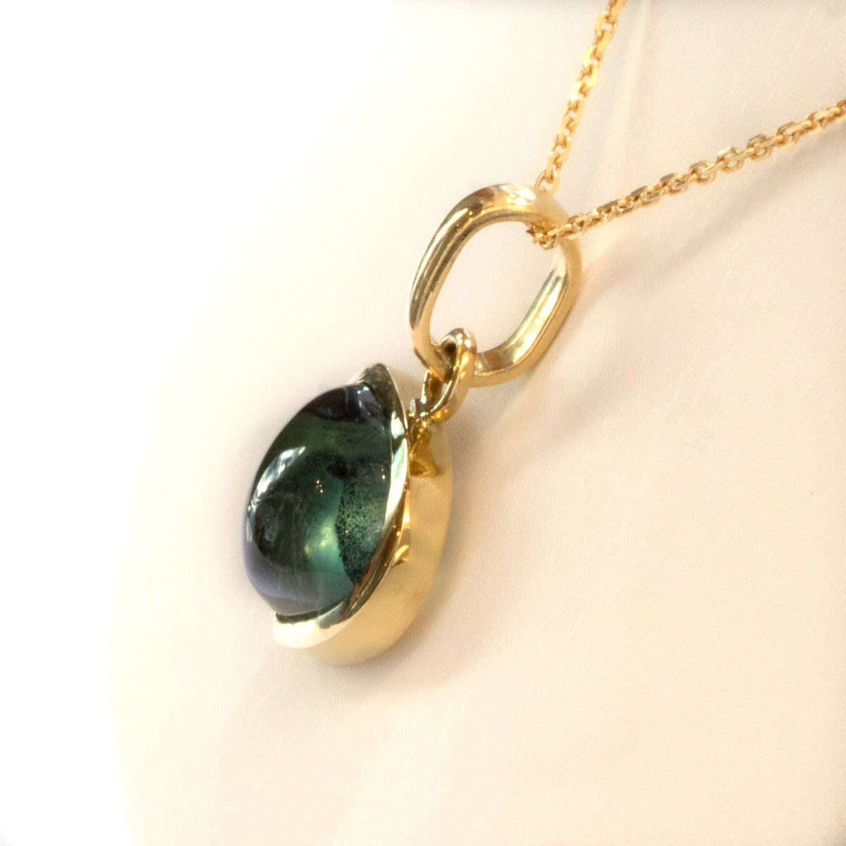 Natural Colombian Emerald Trapiche Pendant in 18K Yellow Gold