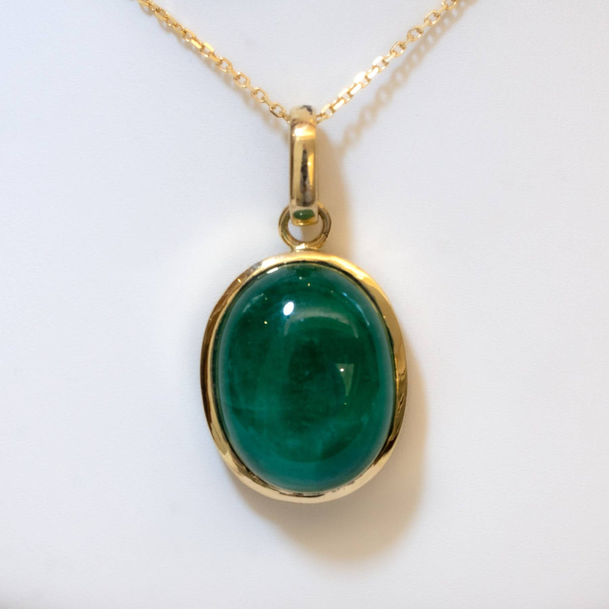 19.6ct Natural Large Colombian Emerald Pendant in 18K Yellow Gold