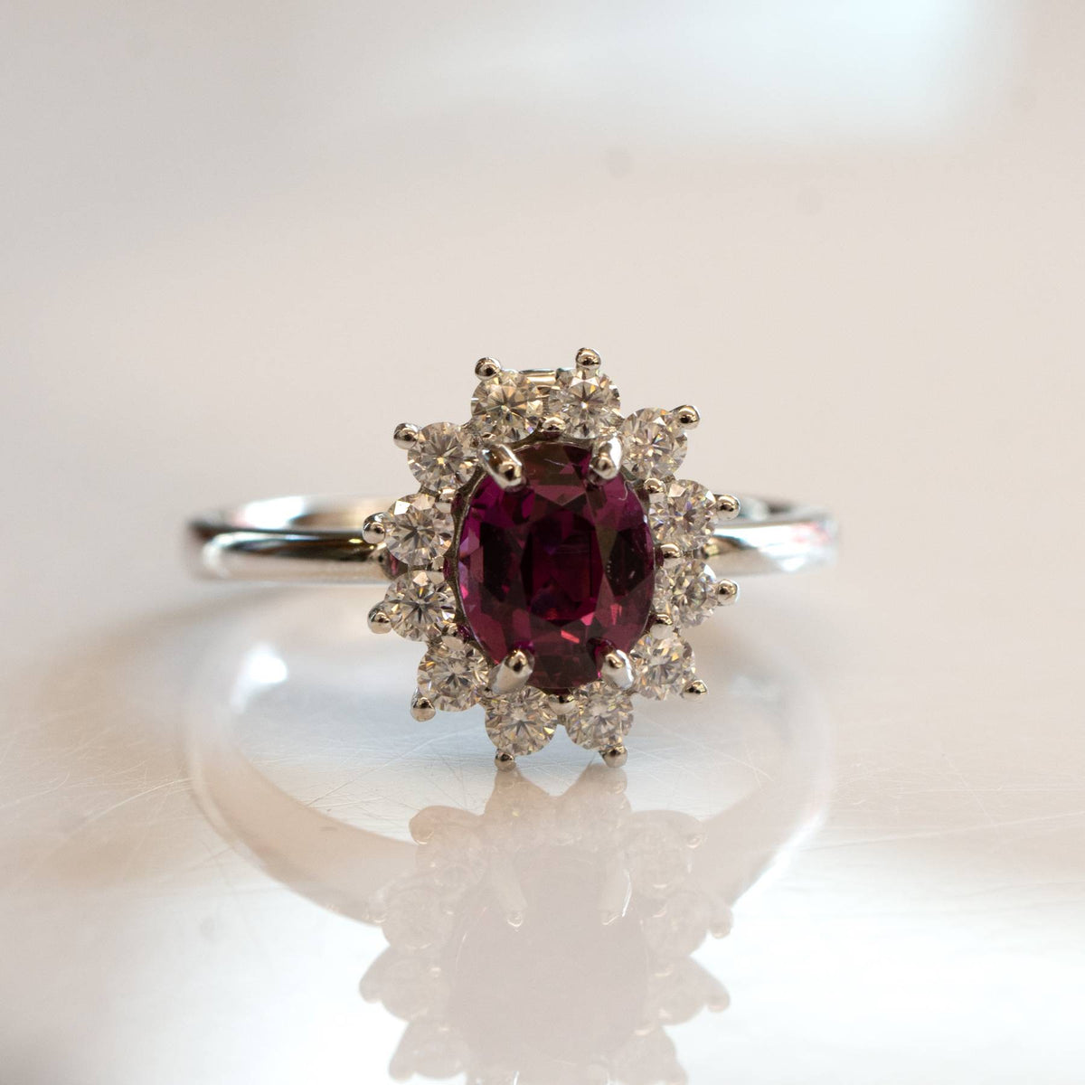 Natural Spinel Convertible Halo Ring and Pendant in 9ct White Gold