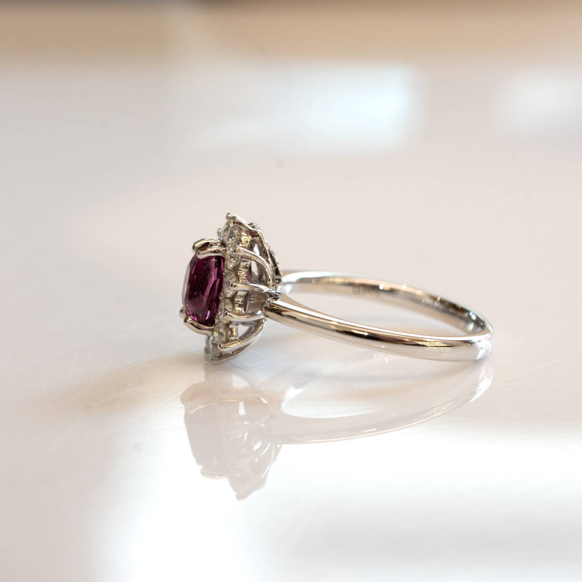 Natural Spinel Convertible Halo Ring and Pendant in 9ct White Gold