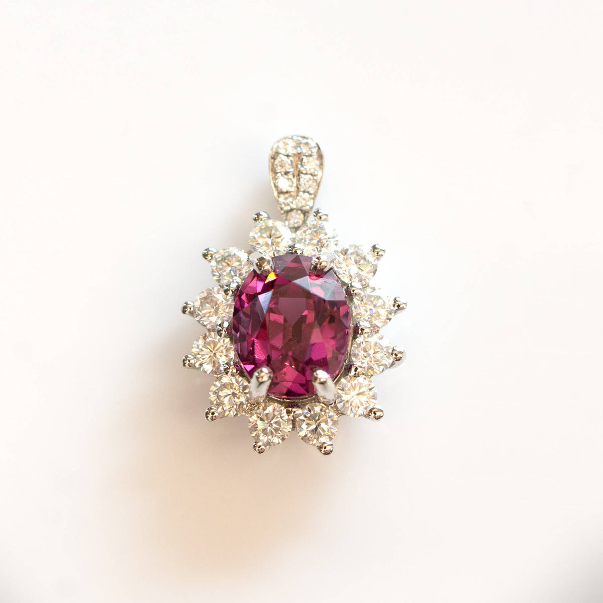 Natural Spinel Convertible Halo Ring and Pendant in 9ct White Gold