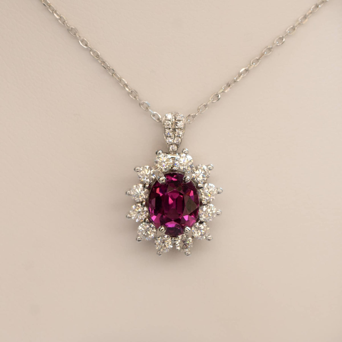 Natural Spinel Convertible Halo Ring and Pendant in 9ct White Gold
