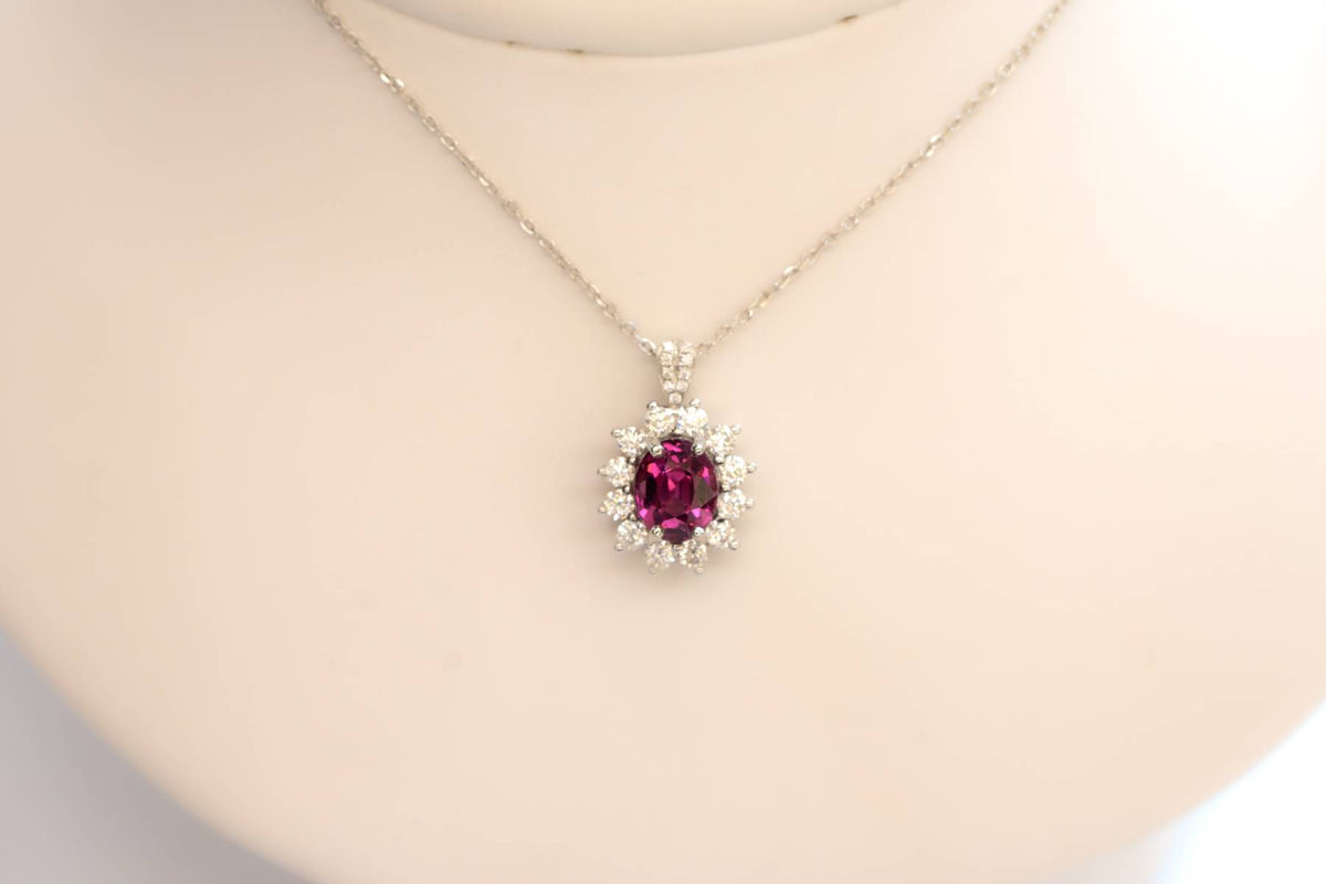 Natural Spinel Convertible Halo Ring and Pendant in 9ct White Gold