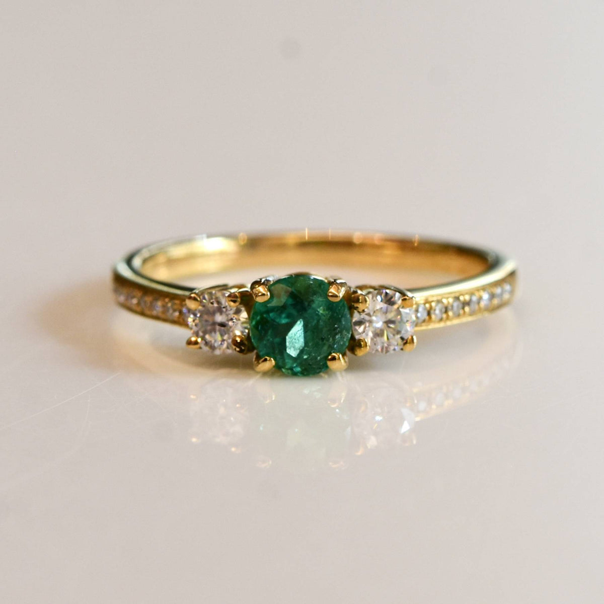 Natural Colombian Emerald and Moissanite Ring