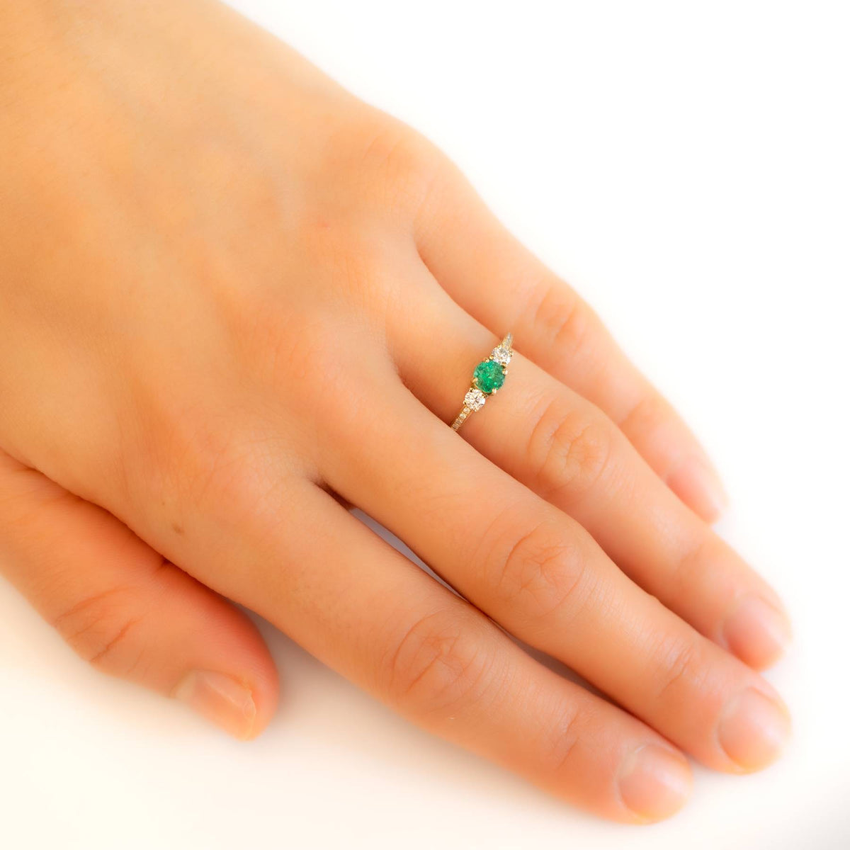 Natural Colombian Emerald and Moissanite Ring