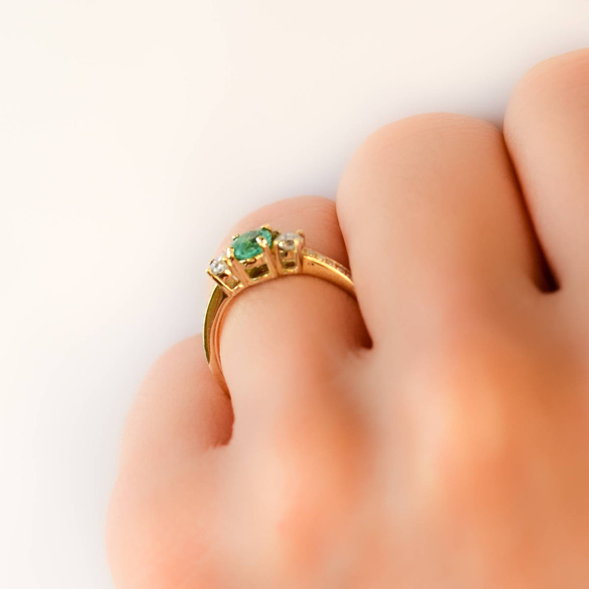Natural Colombian Emerald and Moissanite Ring