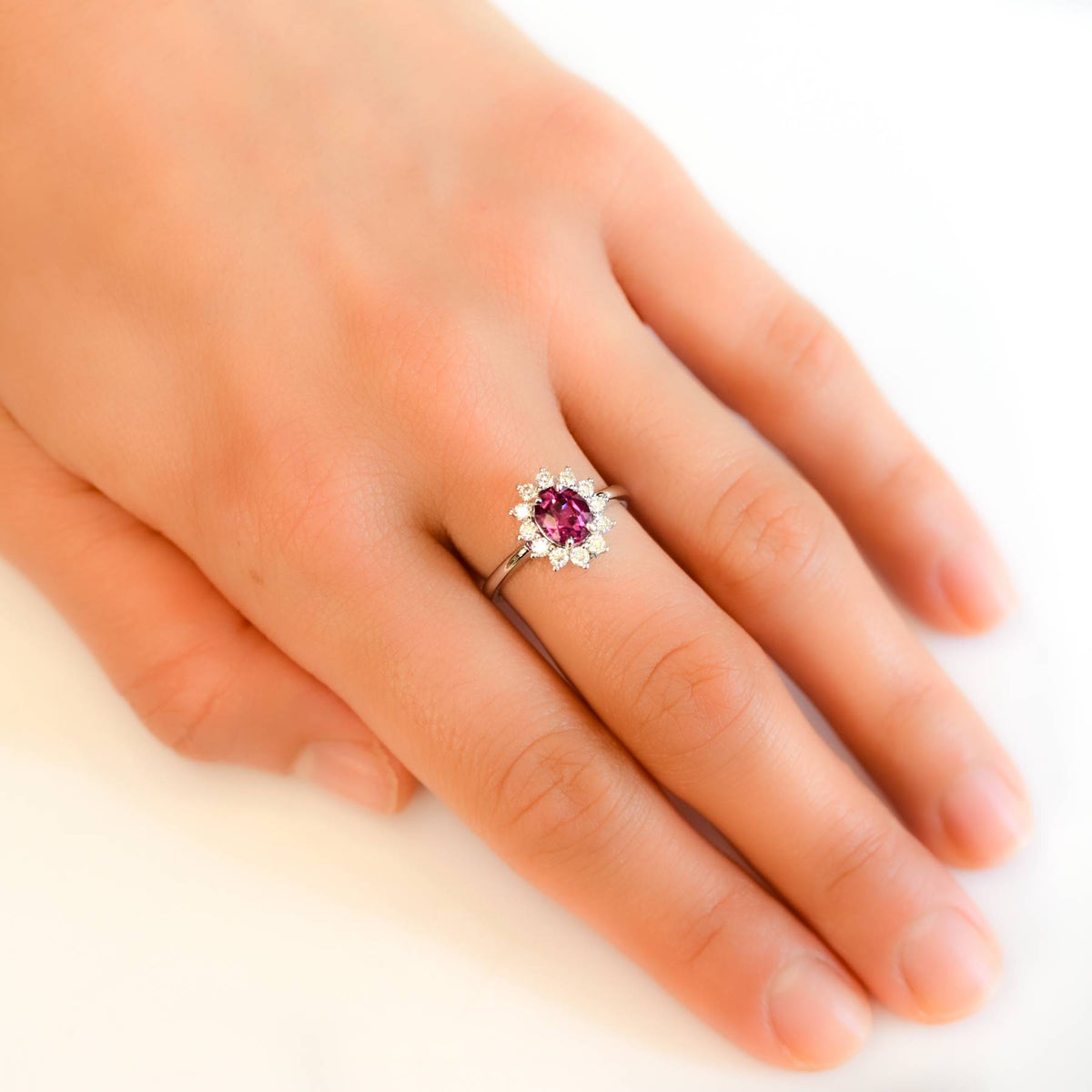 Natural Spinel Convertible Halo Ring and Pendant in 9ct White Gold