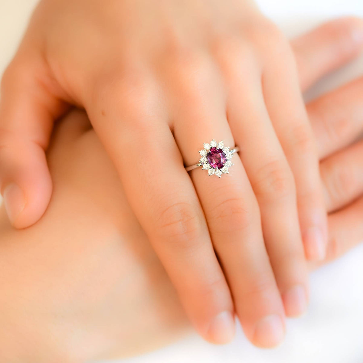 Natural Spinel Convertible Halo Ring and Pendant in 9ct White Gold