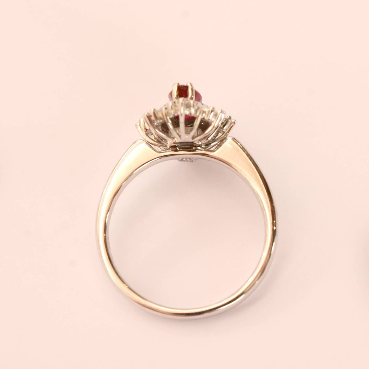 Art Deco Unheated Vivid Red Ruby and Diamonds Ring