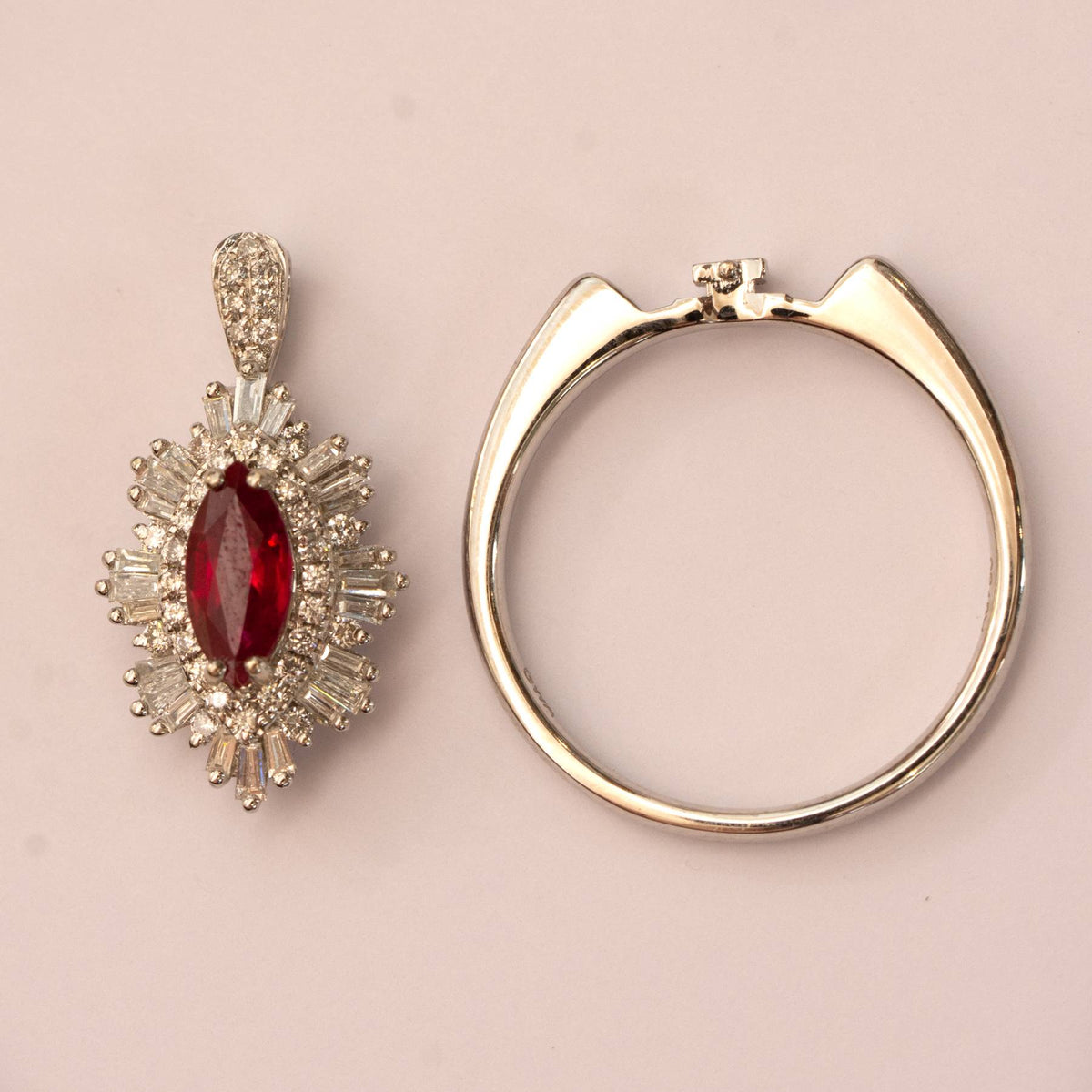 Art Deco Unheated Vivid Red Ruby and Diamonds Ring