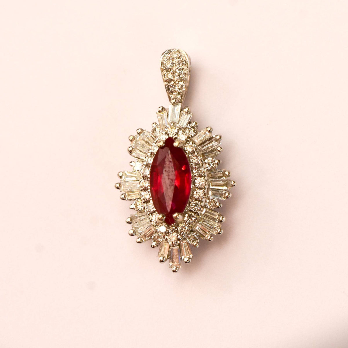 Art Deco Unheated Vivid Red Ruby and Diamonds Ring