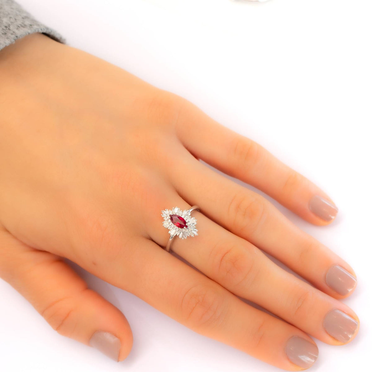 Art Deco Unheated Vivid Red Ruby and Diamonds Ring