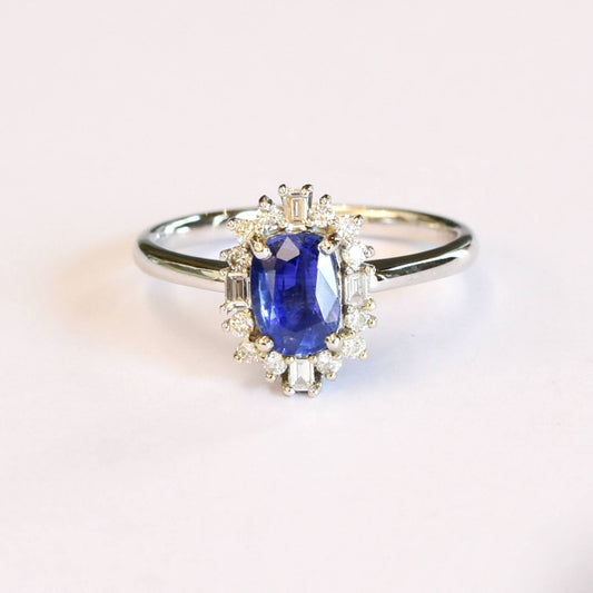 Natural Blue Sapphire and Diamond Ring and Pendant in 18ct Gold