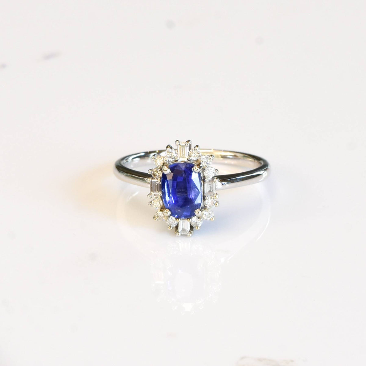 Natural Blue Sapphire and Diamond Ring and Pendant in 18ct Gold