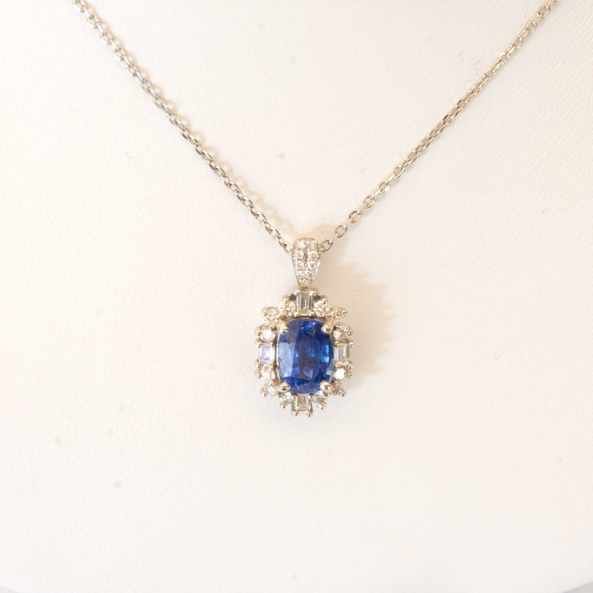 Natural Blue Sapphire and Diamond Ring and Pendant in 18ct Gold