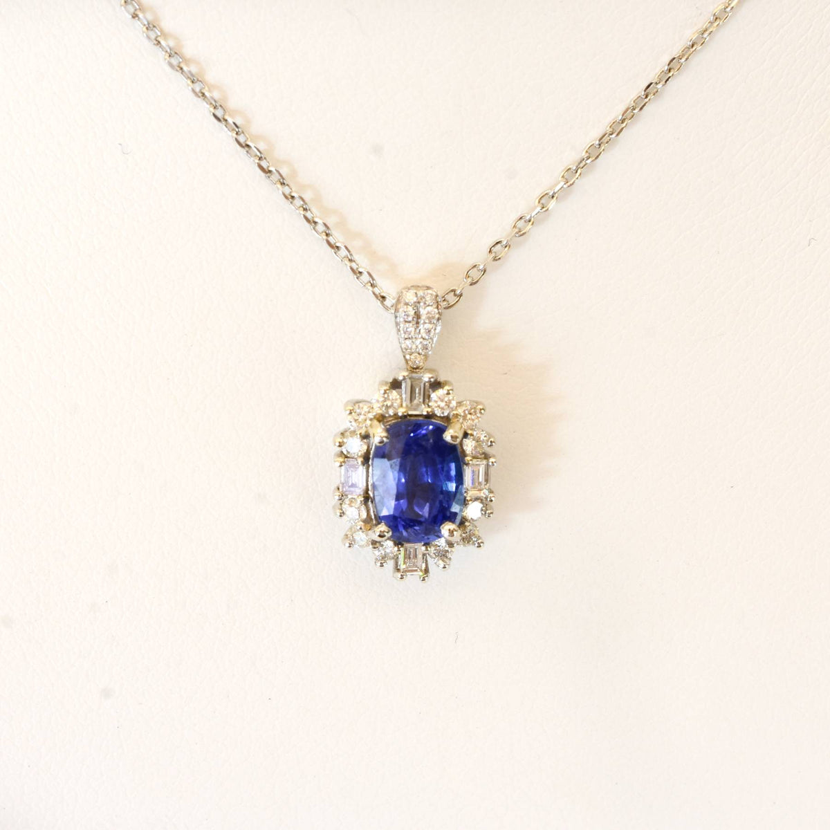 Natural Blue Sapphire and Diamond Ring and Pendant in 18ct Gold