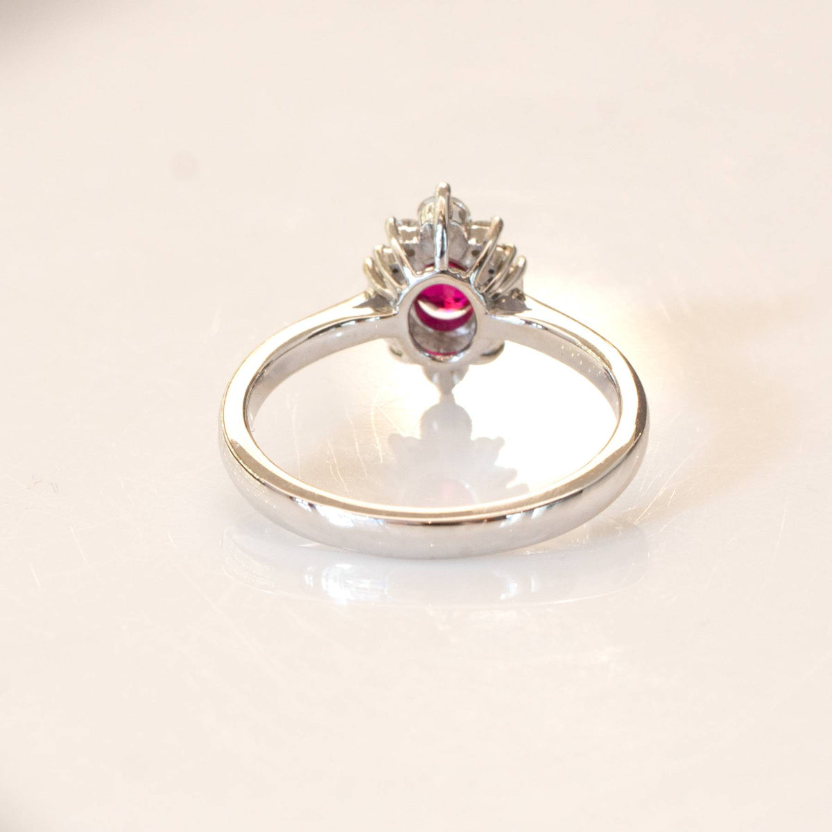 Natural Vivid Red Ruby and Diamond Ring in 18ct Gold