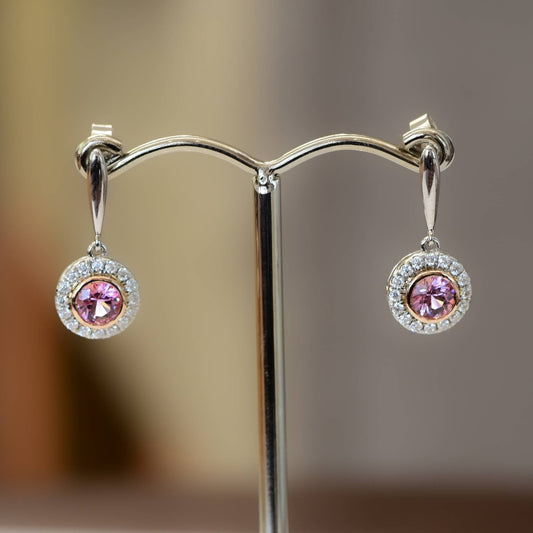 Natural Pink Spinel Dangling Earring in 9Ct Gold