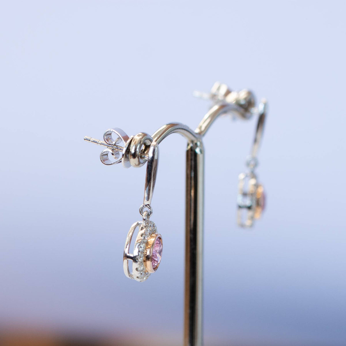 Natural Pink Spinel Dangling Earring in 9Ct Gold