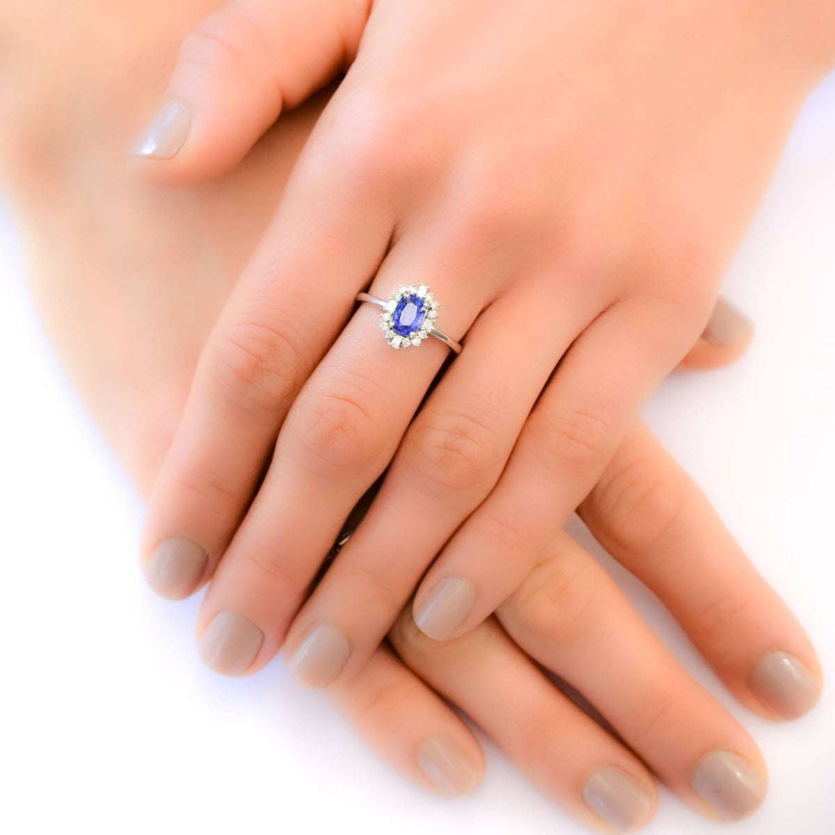 Natural Blue Sapphire and Diamond Ring and Pendant in 18ct Gold
