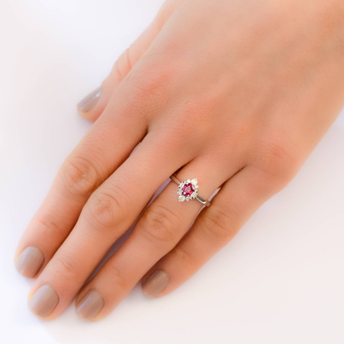 Natural Vivid Red Ruby and Diamond Ring in 18ct Gold