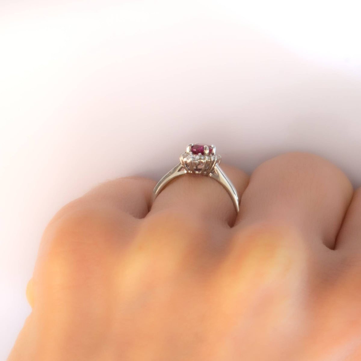 Natural Vivid Red Ruby and Diamond Ring in 18ct Gold