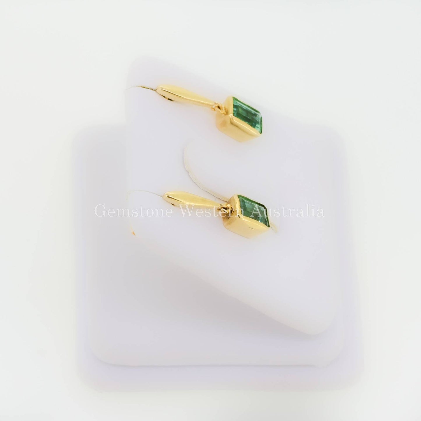 Natural Vivid Green Colombian Emerald Dangle Earrings 18K Gold