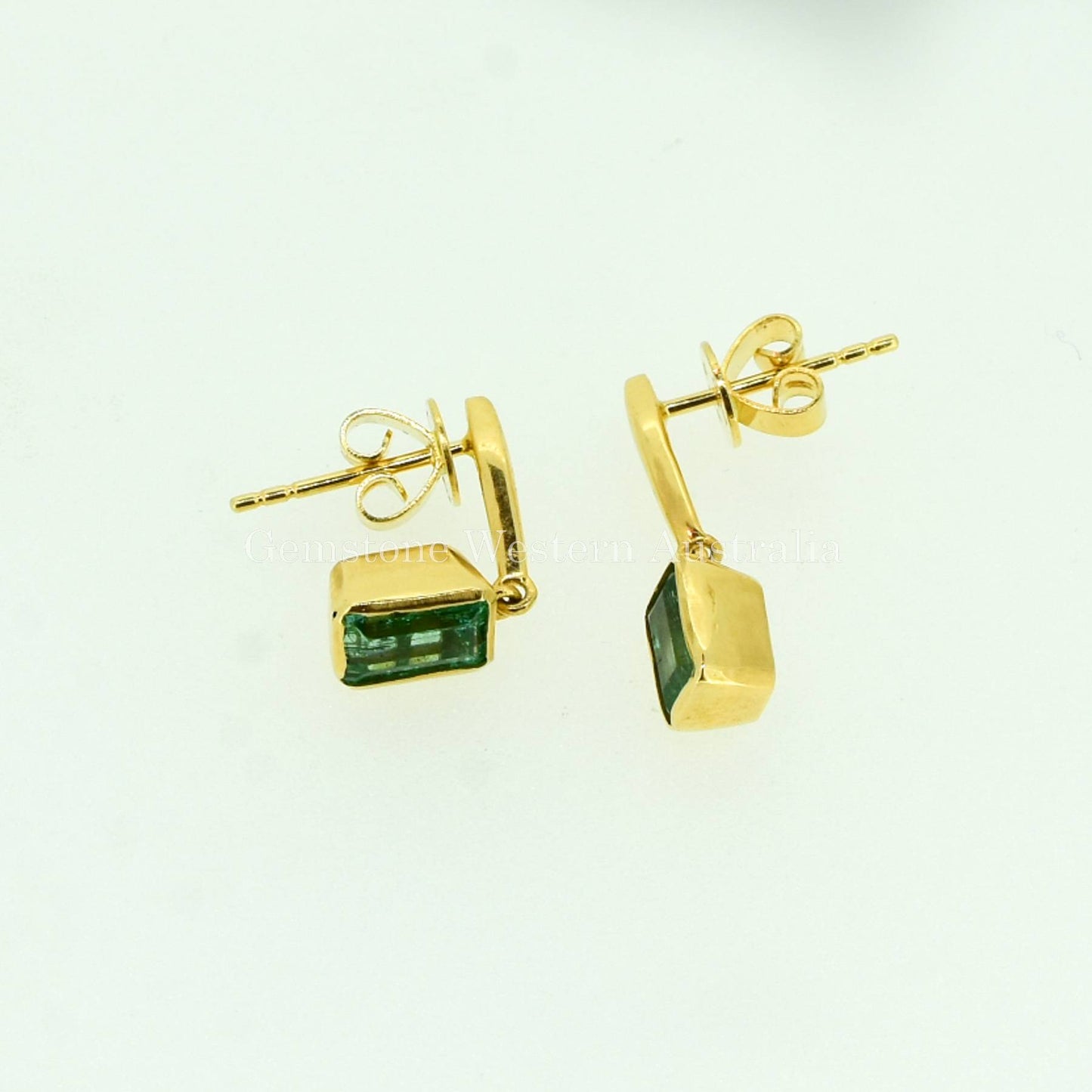 Natural Vivid Green Colombian Emerald Dangle Earrings 18K Gold
