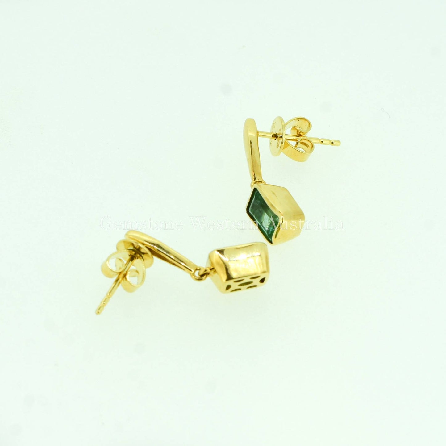 Natural Vivid Green Colombian Emerald Dangle Earrings 18K Gold
