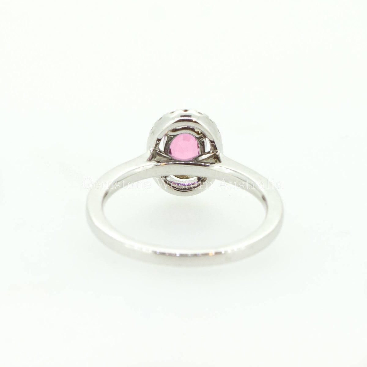 Natural Pink Sapphire and Diamond Halo Ring in 18K Gold