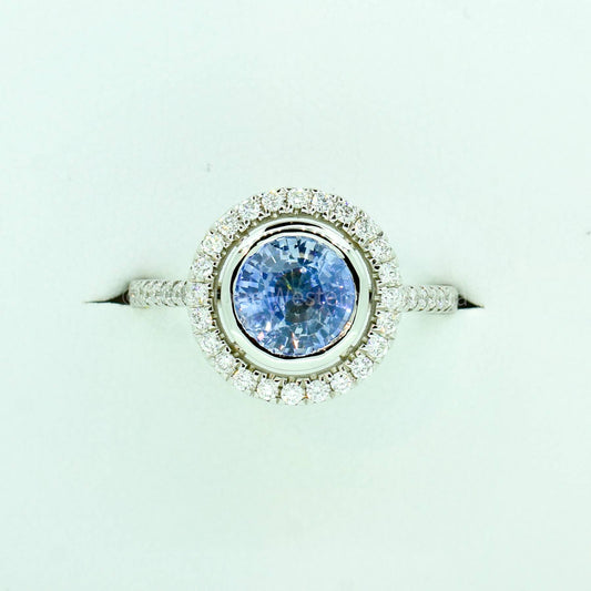 2.06ct Ceylon Light Cornflower Blue Sapphire and Diamond Ring