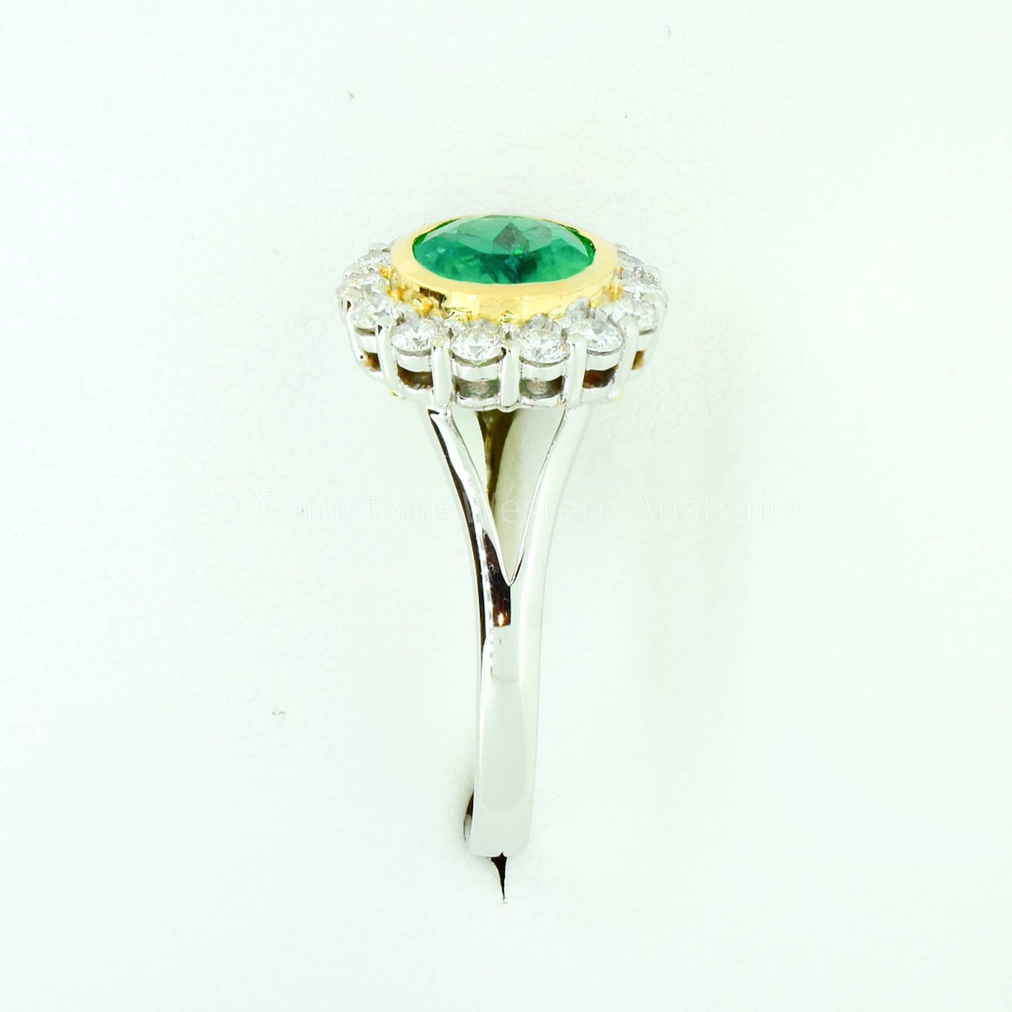 1.50 Carat Colombian Emerald and Diamond Ring - Emerald Halo Ring 18K Gold