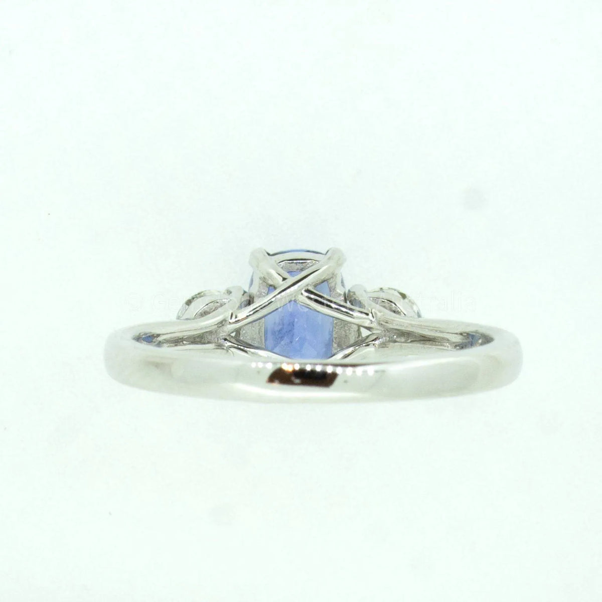 Cornflower Blue Ceylon Sapphire and Diamond Three Stone Ring 18K Gold