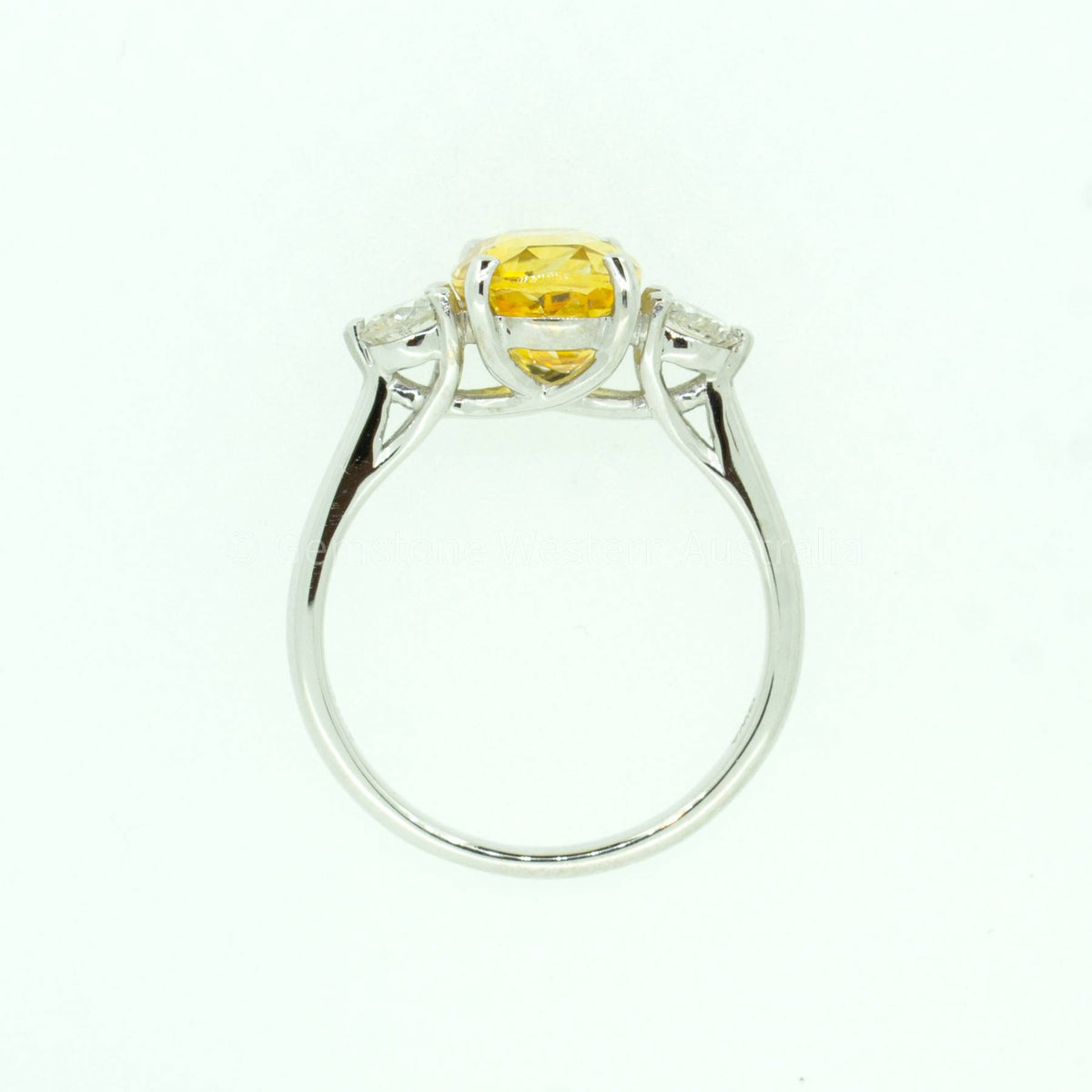 Vivid Yellow Sapphire and Diamonds Three Stone Ring in 18ct Gold
