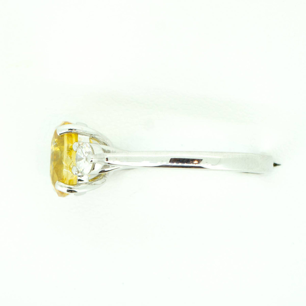 Vivid Yellow Sapphire and Diamonds Three Stone Ring in 18ct Gold