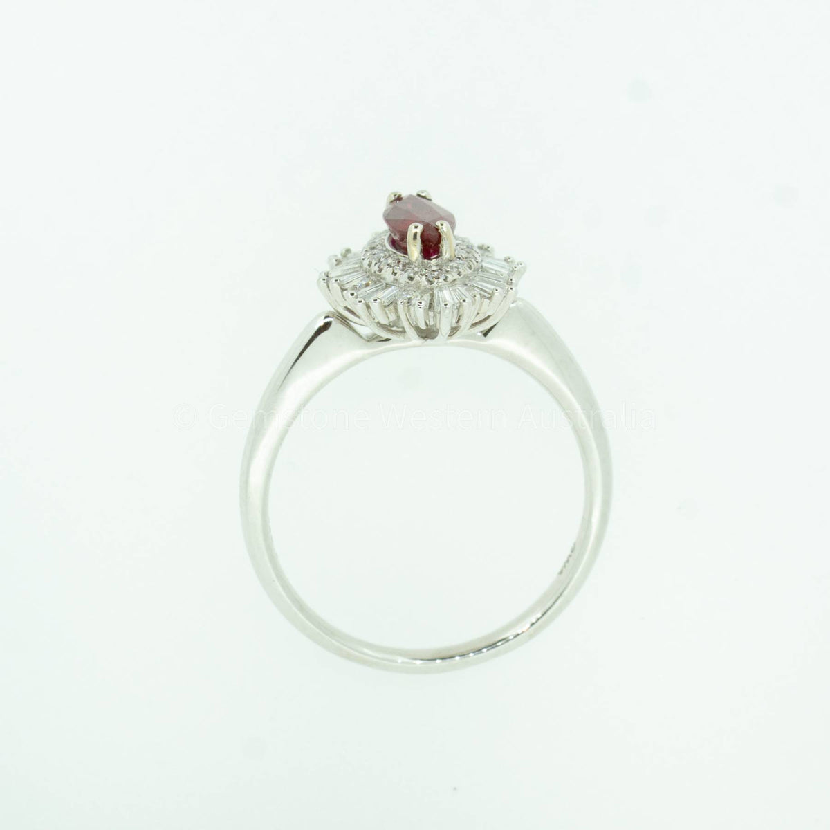 Art Deco Unheated Vivid Red Ruby and Diamonds Ring