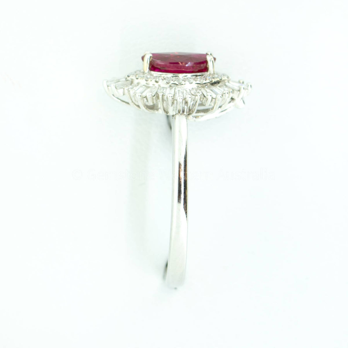 Art Deco Unheated Vivid Red Ruby and Diamonds Ring